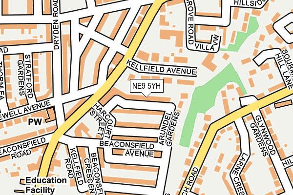 NE9 5YH map - OS OpenMap – Local (Ordnance Survey)