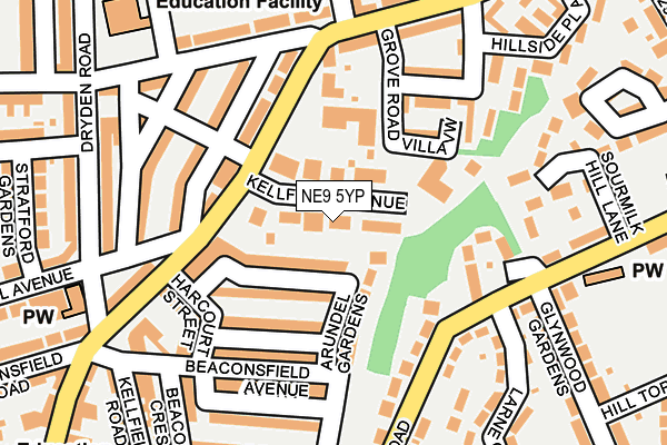 NE9 5YP map - OS OpenMap – Local (Ordnance Survey)