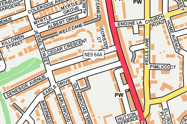 NE9 6AA map - OS OpenMap – Local (Ordnance Survey)