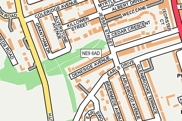 NE9 6AD map - OS OpenMap – Local (Ordnance Survey)
