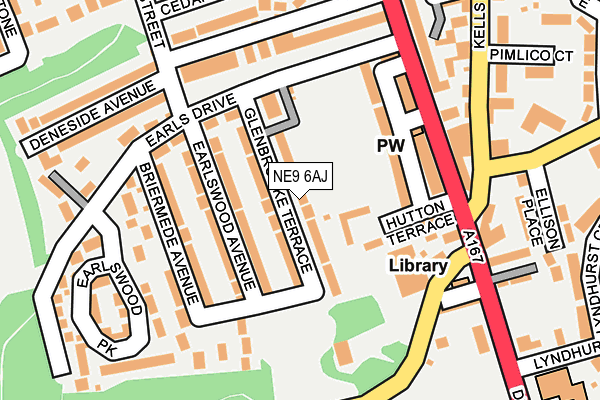 NE9 6AJ map - OS OpenMap – Local (Ordnance Survey)