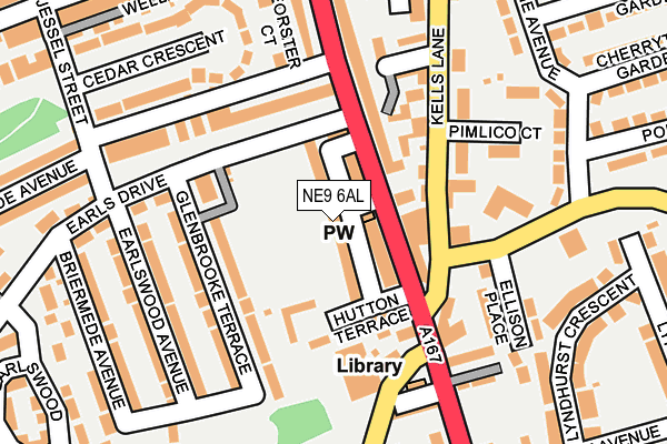 NE9 6AL map - OS OpenMap – Local (Ordnance Survey)