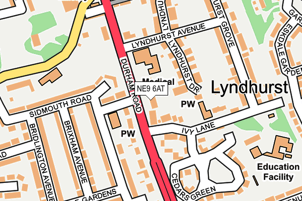 NE9 6AT map - OS OpenMap – Local (Ordnance Survey)