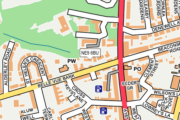 NE9 6BU map - OS OpenMap – Local (Ordnance Survey)