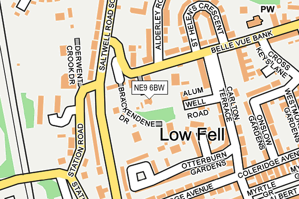 NE9 6BW map - OS OpenMap – Local (Ordnance Survey)