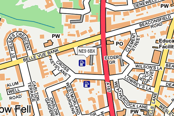 NE9 6BX map - OS OpenMap – Local (Ordnance Survey)
