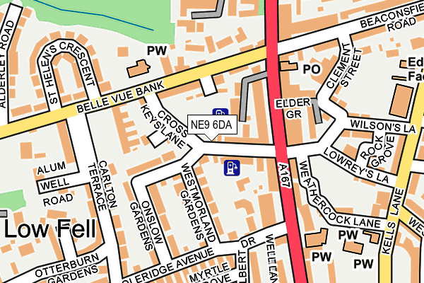 NE9 6DA map - OS OpenMap – Local (Ordnance Survey)