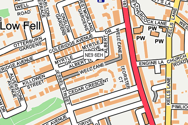 NE9 6EH map - OS OpenMap – Local (Ordnance Survey)