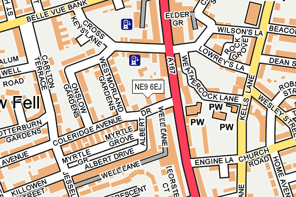 NE9 6EJ map - OS OpenMap – Local (Ordnance Survey)
