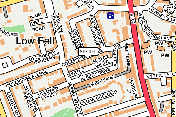 NE9 6EL map - OS OpenMap – Local (Ordnance Survey)