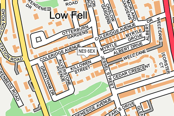 NE9 6EX map - OS OpenMap – Local (Ordnance Survey)