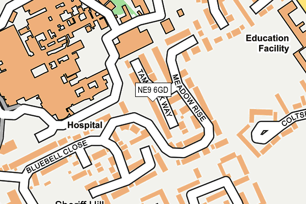 NE9 6GD map - OS OpenMap – Local (Ordnance Survey)