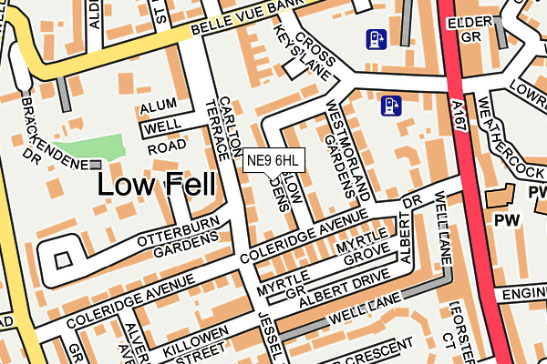 NE9 6HL map - OS OpenMap – Local (Ordnance Survey)