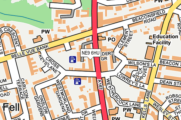 NE9 6HU map - OS OpenMap – Local (Ordnance Survey)