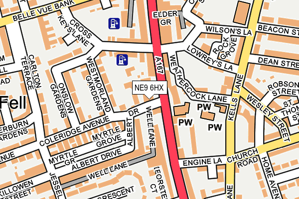 NE9 6HX map - OS OpenMap – Local (Ordnance Survey)