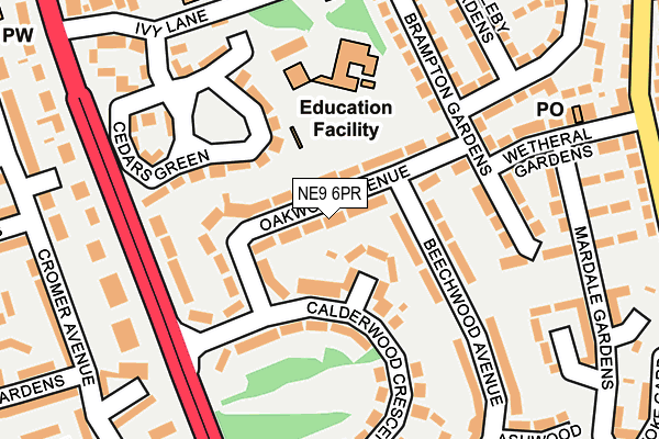 NE9 6PR map - OS OpenMap – Local (Ordnance Survey)