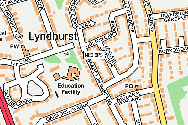 NE9 6PS map - OS OpenMap – Local (Ordnance Survey)