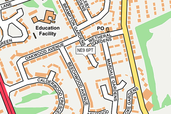 NE9 6PT map - OS OpenMap – Local (Ordnance Survey)