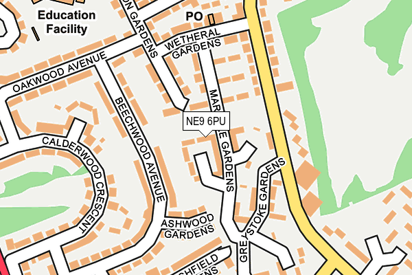 NE9 6PU map - OS OpenMap – Local (Ordnance Survey)