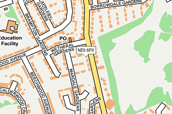 NE9 6PX map - OS OpenMap – Local (Ordnance Survey)