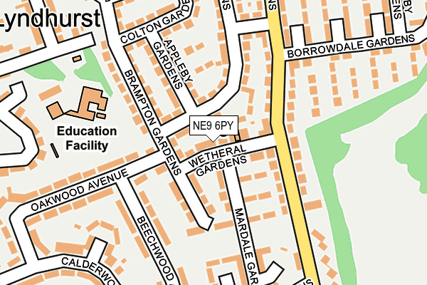 NE9 6PY map - OS OpenMap – Local (Ordnance Survey)