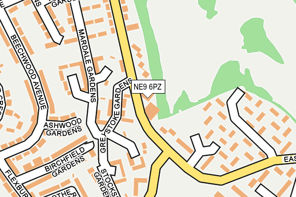 NE9 6PZ map - OS OpenMap – Local (Ordnance Survey)