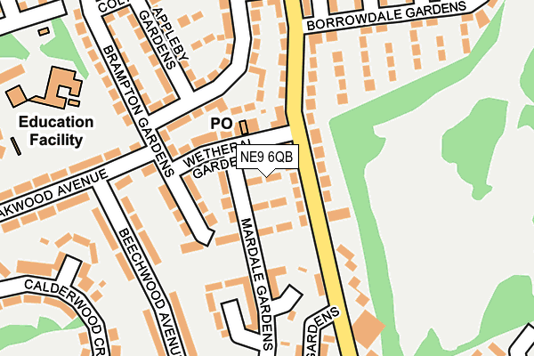 NE9 6QB map - OS OpenMap – Local (Ordnance Survey)