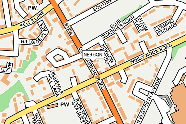 NE9 6QN map - OS OpenMap – Local (Ordnance Survey)