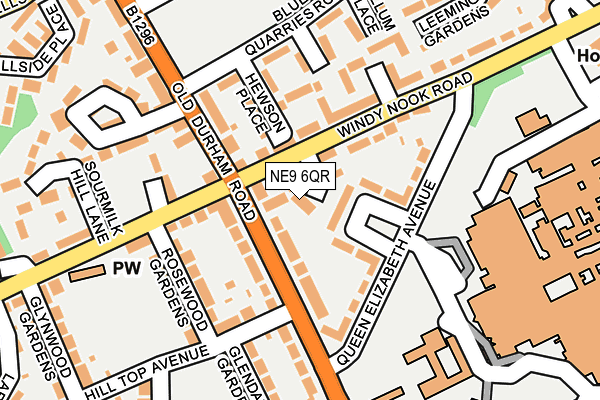 NE9 6QR map - OS OpenMap – Local (Ordnance Survey)