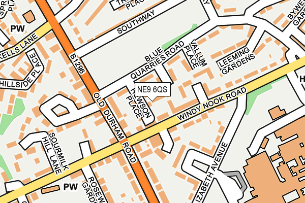 NE9 6QS map - OS OpenMap – Local (Ordnance Survey)