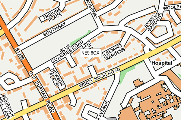 NE9 6QX map - OS OpenMap – Local (Ordnance Survey)