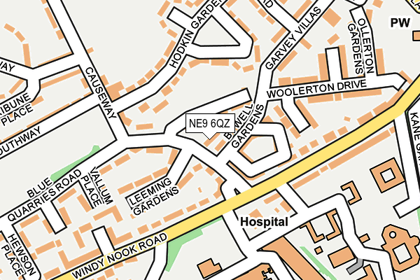 NE9 6QZ map - OS OpenMap – Local (Ordnance Survey)