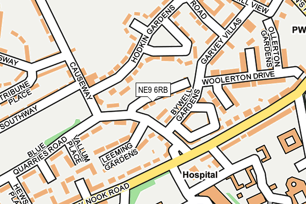 NE9 6RB map - OS OpenMap – Local (Ordnance Survey)