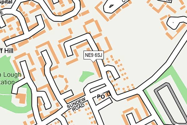 NE9 6SJ map - OS OpenMap – Local (Ordnance Survey)
