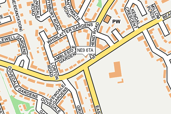 NE9 6TA map - OS OpenMap – Local (Ordnance Survey)
