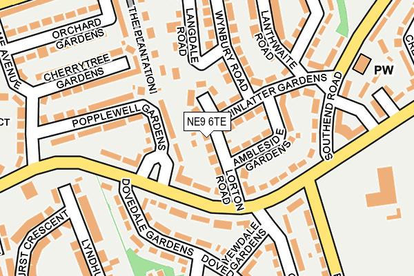 NE9 6TE map - OS OpenMap – Local (Ordnance Survey)