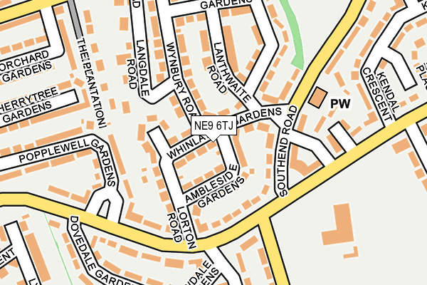 NE9 6TJ map - OS OpenMap – Local (Ordnance Survey)