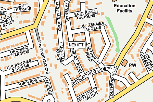 NE9 6TT map - OS OpenMap – Local (Ordnance Survey)