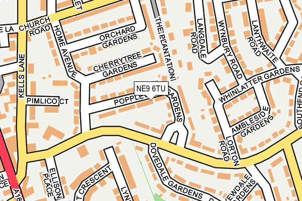 NE9 6TU map - OS OpenMap – Local (Ordnance Survey)