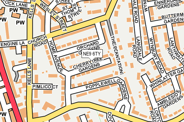 NE9 6TY map - OS OpenMap – Local (Ordnance Survey)