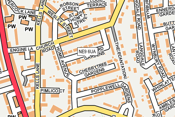 NE9 6UA map - OS OpenMap – Local (Ordnance Survey)