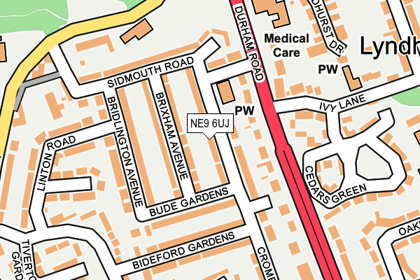 NE9 6UJ map - OS OpenMap – Local (Ordnance Survey)