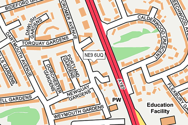 NE9 6UQ map - OS OpenMap – Local (Ordnance Survey)