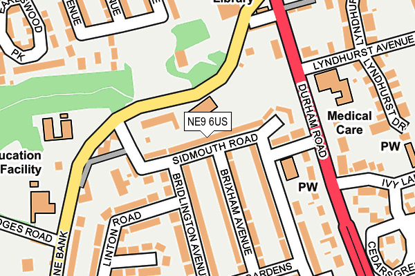 NE9 6US map - OS OpenMap – Local (Ordnance Survey)