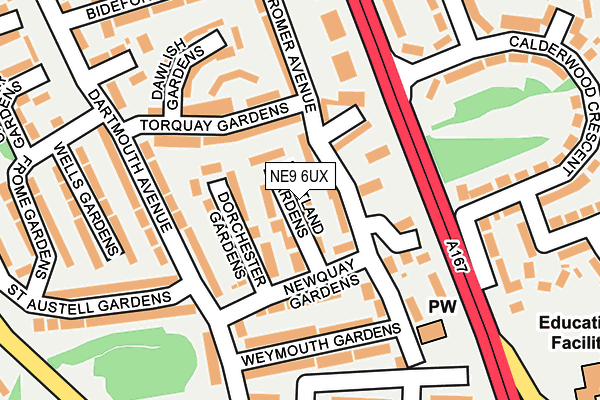 NE9 6UX map - OS OpenMap – Local (Ordnance Survey)