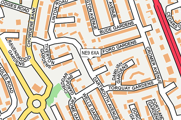 NE9 6XA map - OS OpenMap – Local (Ordnance Survey)