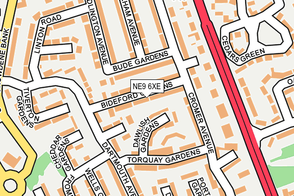 NE9 6XE map - OS OpenMap – Local (Ordnance Survey)
