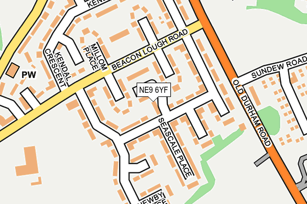 NE9 6YF map - OS OpenMap – Local (Ordnance Survey)