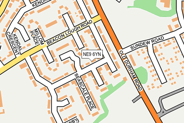 NE9 6YN map - OS OpenMap – Local (Ordnance Survey)