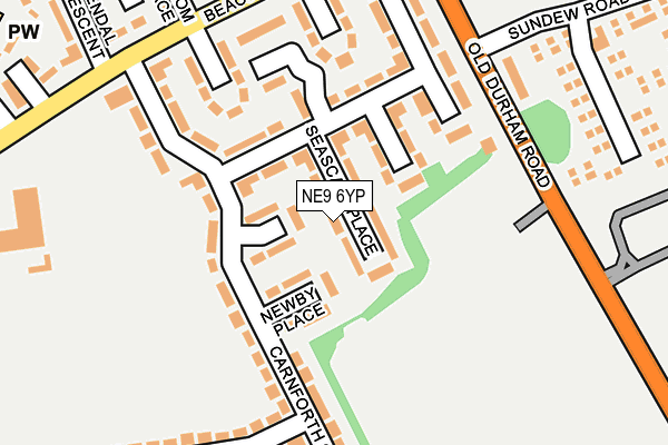 NE9 6YP map - OS OpenMap – Local (Ordnance Survey)